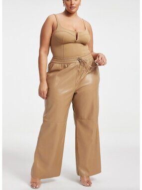 Good American Womens FAUX LEATHER WIDE LEG Sz 5 (3xl)